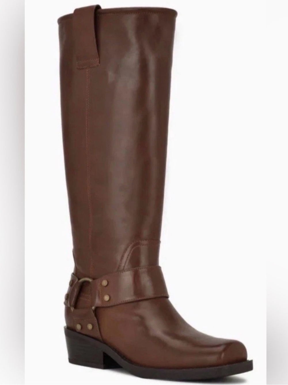 Brown Leather Biker Harness Boots
